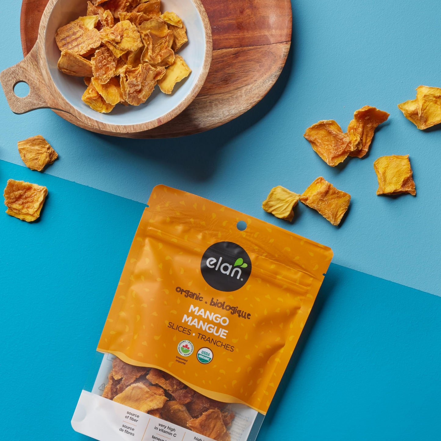 Elan Organic Dried Mango Slices, Sulphite-Free, No Sugar Added, Non-Gmo, Vegan, Gluten-Free, Kosher, Healthy Dried Fruit Snacks, 8 Pack Of 4.4 Oz