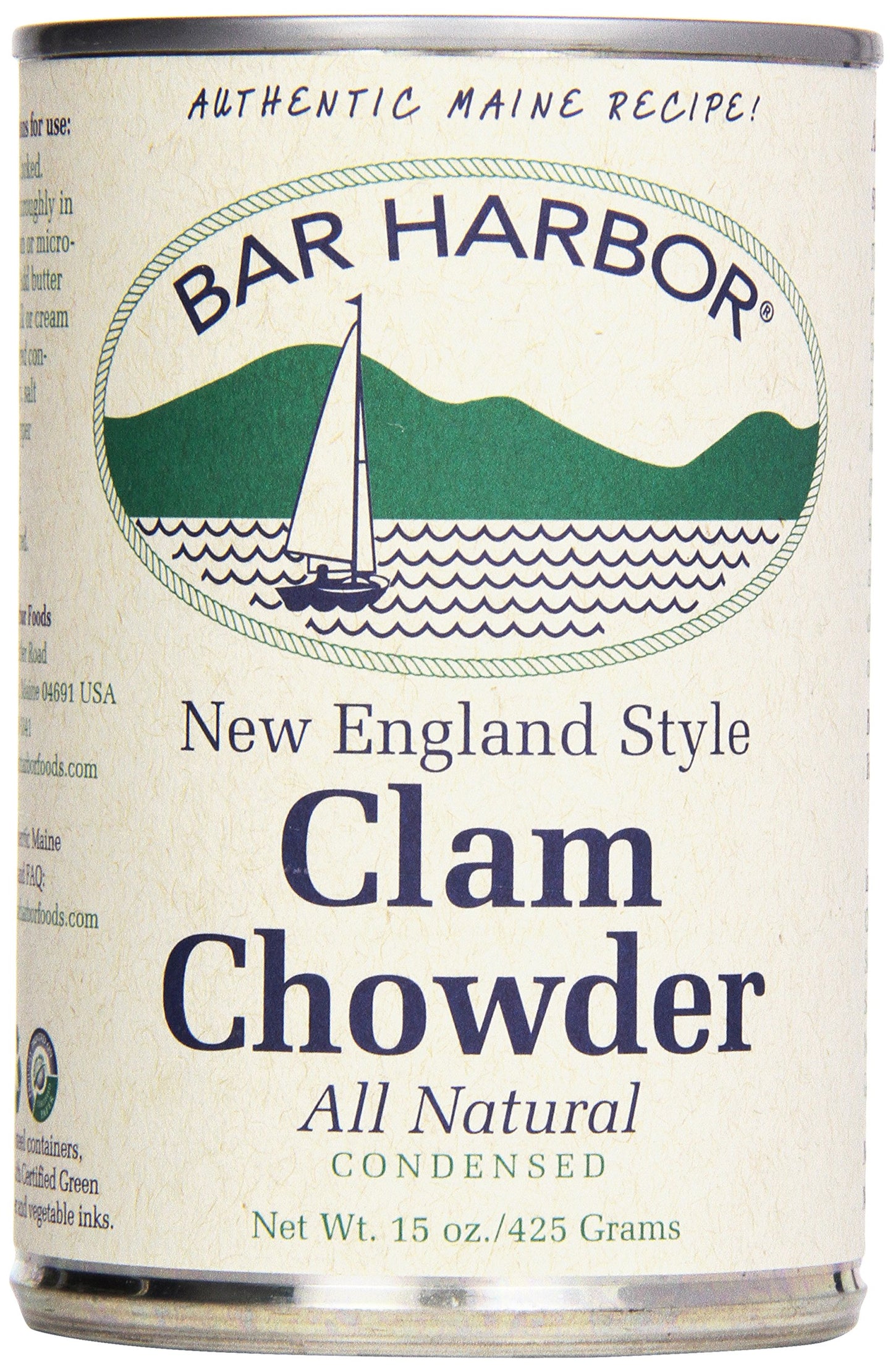 Bar Harbor Chowder, All Natural New England Clam, Cans - 15 Ounce