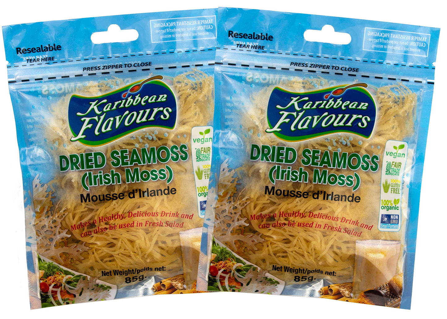 Dried Sea Moss (3 Oz (pack of 2)) - Caribbean Superfood - Wildcrafted Seedstock - Ethically Harvested - Makes 4 Quarts Gel