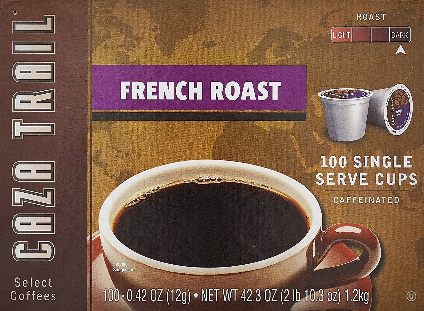 Caza Trail Coffee Pods, French Roast, Single Serve (Pack Of 100) (Packaging May Vary)