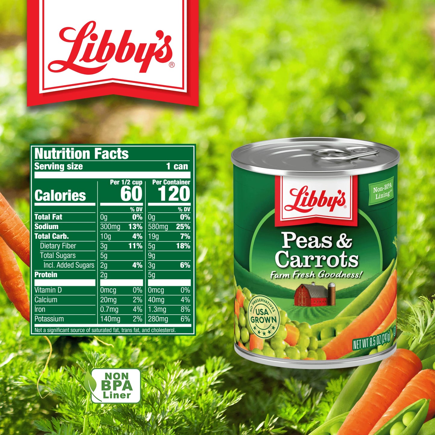 Libby'S Peas & Carrots | Deliciously Sweet, Vibrantly Orange Diced Carrots & Succulent Green Sweet Peas | Grown & Made In Usa |