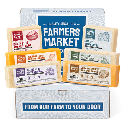 Farmers Market, Gluten Free, Keto, Paleo, Low Sodium, Zero Sugar, Wisconsin Cheese Gift Sets, 6 Count