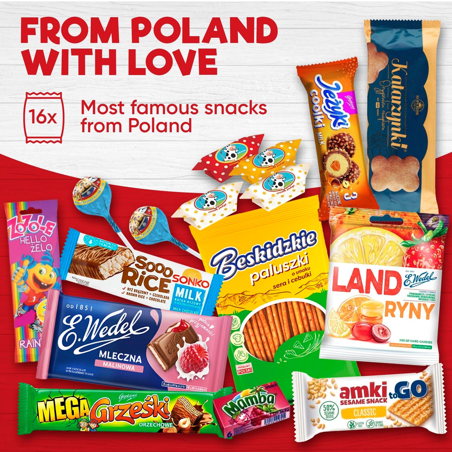 from Home Authentic Polish Candy Snack Box - 15 Traditional  , Includes Wafers, Cookies & Sesame Snacks