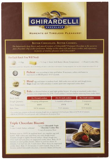 Ghirardell Chocolate Triple Chocolate Semi Sweet- Milk- Bittersweet Cookie Mix - 52.5 oz