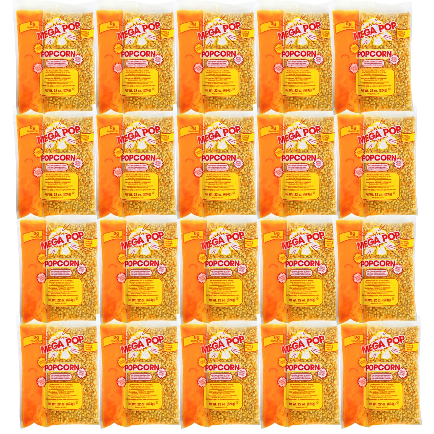Generic Mega-pop Popcorn Kit with Coconut Oil - 22 Oz., 20 Count, 30 Pound (Pack of 1)