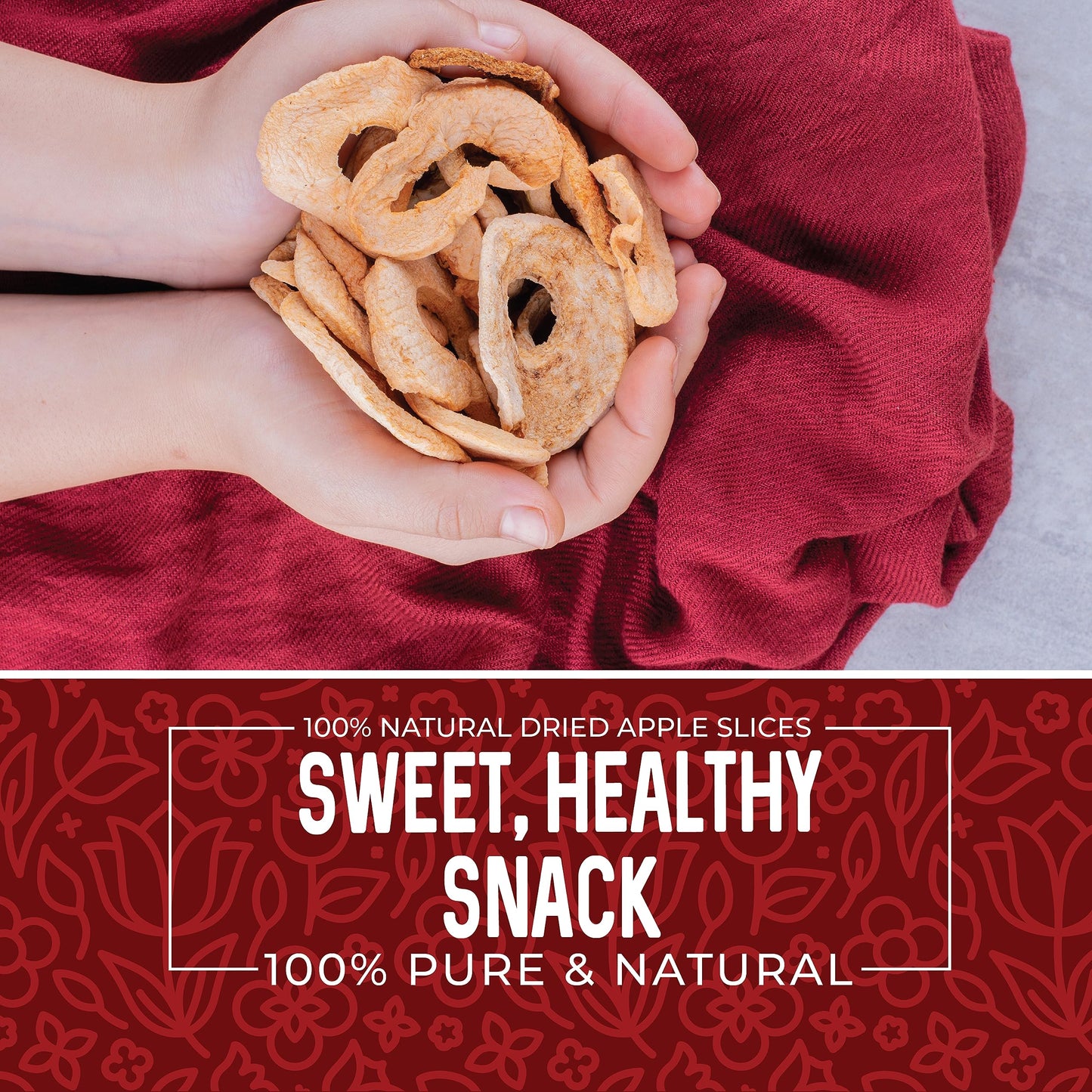 Dried Apples 1lb, Apple Slices. Chewy Soft Dried Apples No Sugar Added, Dried Apples Bulk and Dried Apple Slices. Gluten Free Sn