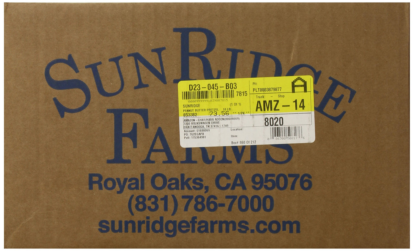 Sunridge Farms Peanut Butter Pretzels (1X10Lb)