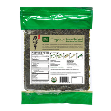 One Organic Sushi Nori Premium Roasted Organic Seaweed (50 Full Sheets)
