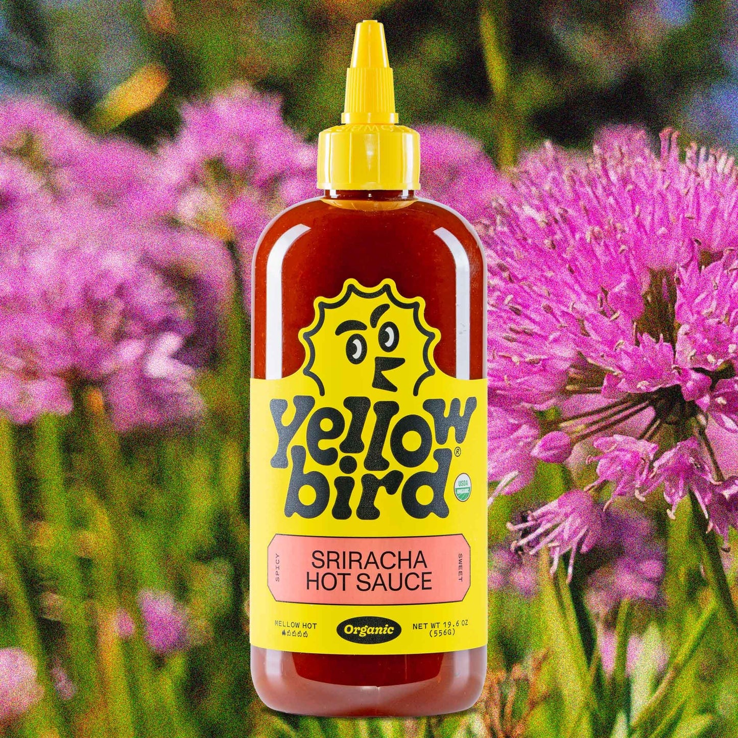 Yellowbird Organic Sriracha Sauce - Vegan, Gluten-Free Organic Hot Sauce Sweetened with Dates - Tabletop Size - Plant-Based Garl