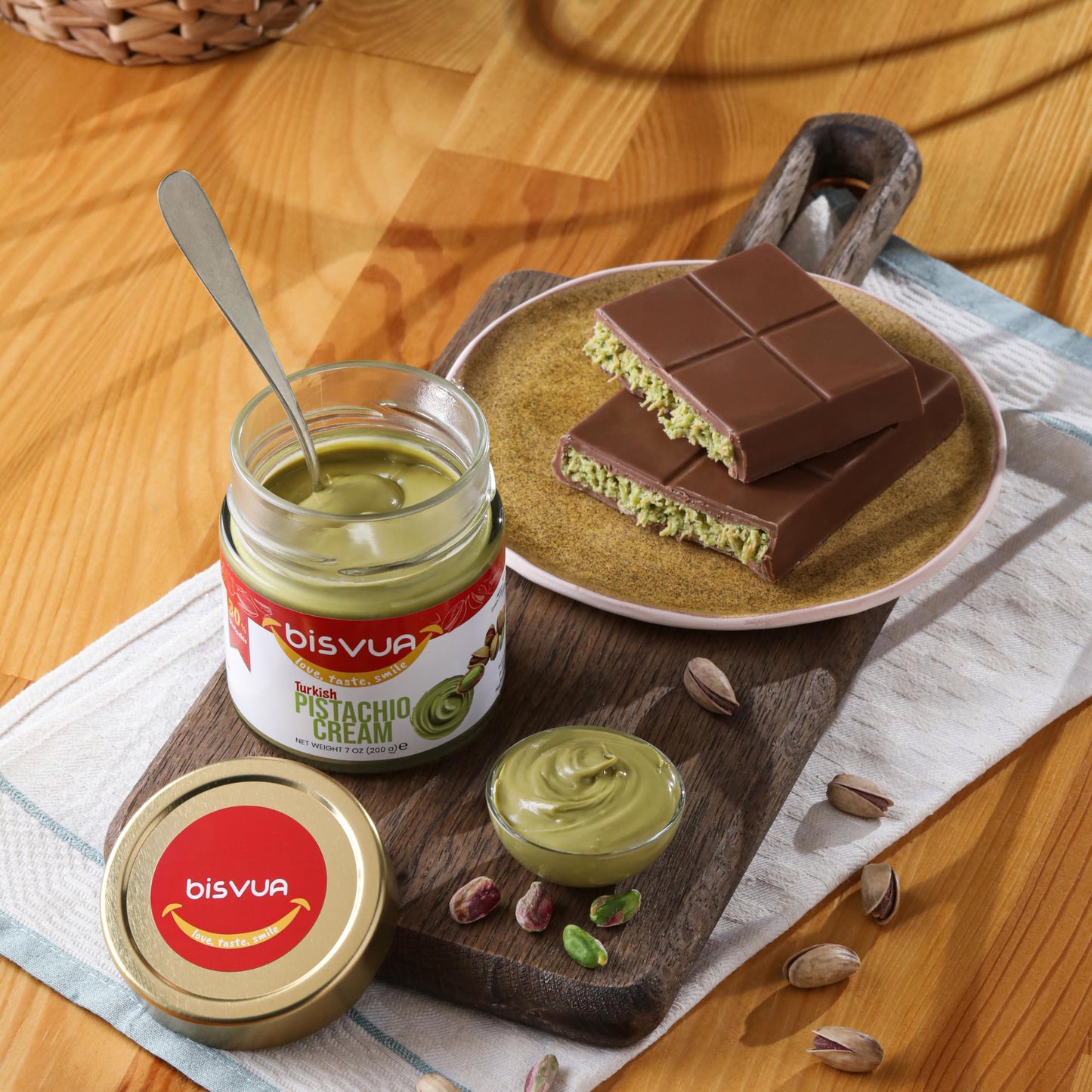 BISVUA enhanced Pistachio Cream (30%)  200g (7 Oz) - Perfect for Viral Dubai Chocolate Bar Kit Filling With Kataifi and Ice Cream  Pistachio Butter for Dubai Chocolate Filling