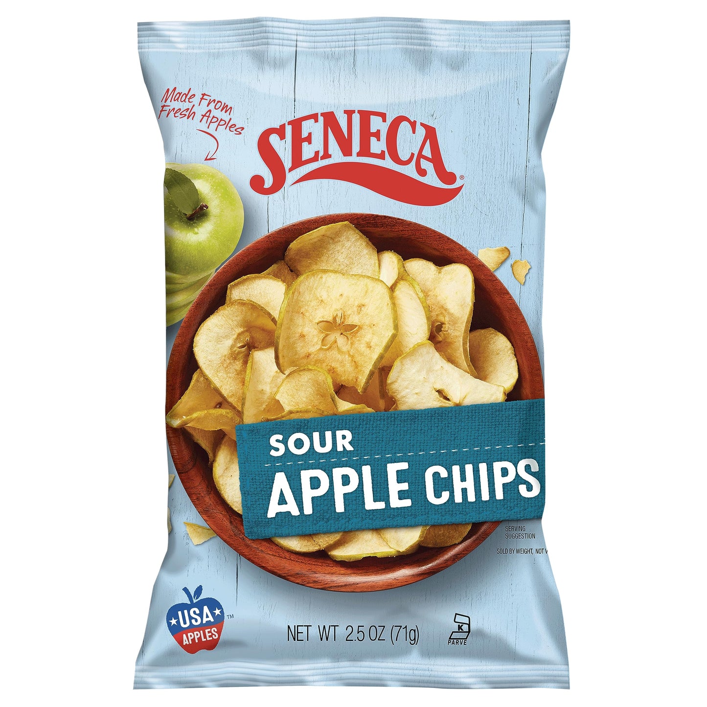 Seneca Sour Apple Chips | Made From Fresh Apples | 100% Granny Smith Apples | Yakima Valley Orchards Of Washington | Crisped Apple Perfection | Foil-Freshness Bag | 2.5 Ounce (Pack Of 12)