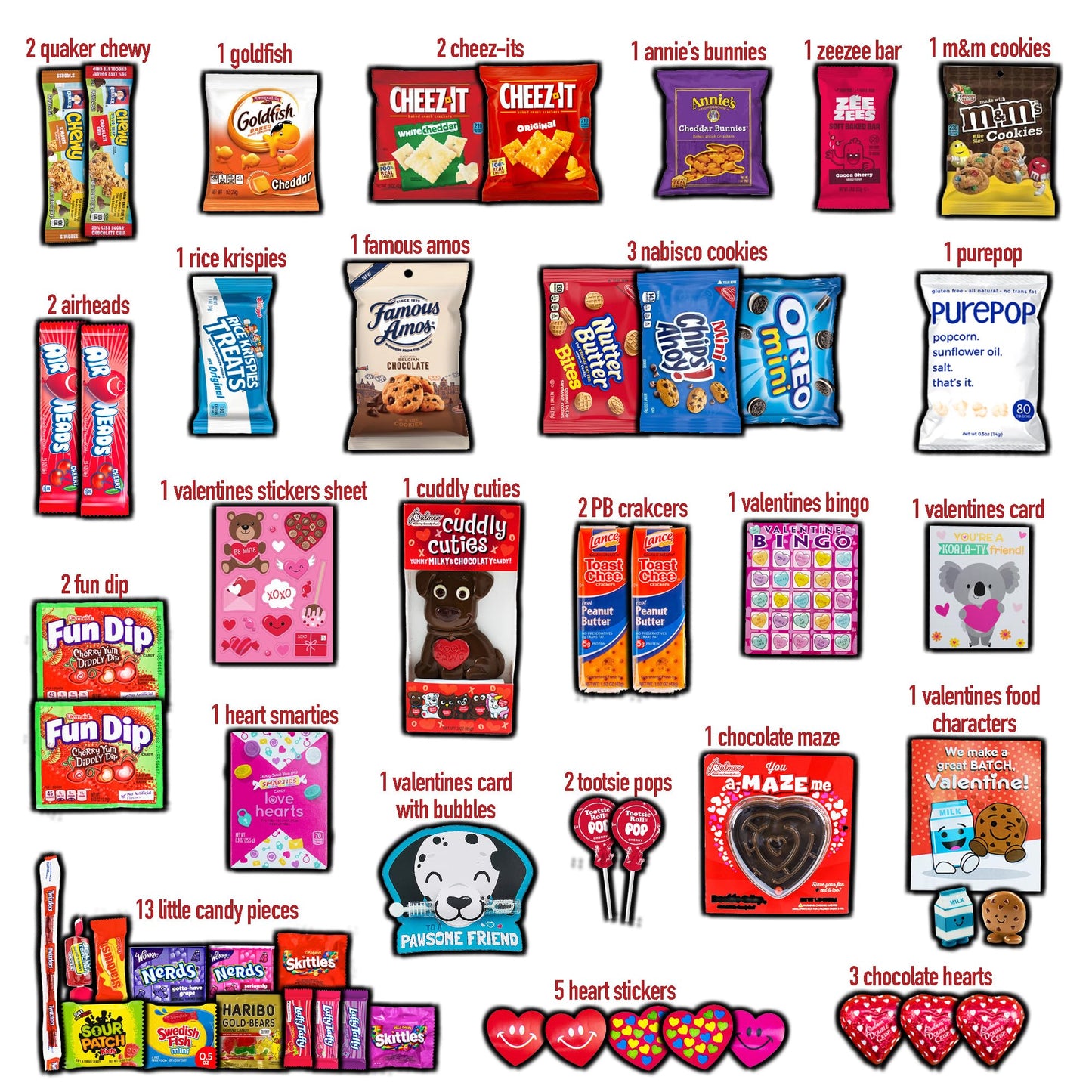 CRAVEBOX Valentines Day Gift Care Package - 50ct Assorted Snacks & Chocolates for Kids & mature-themeds