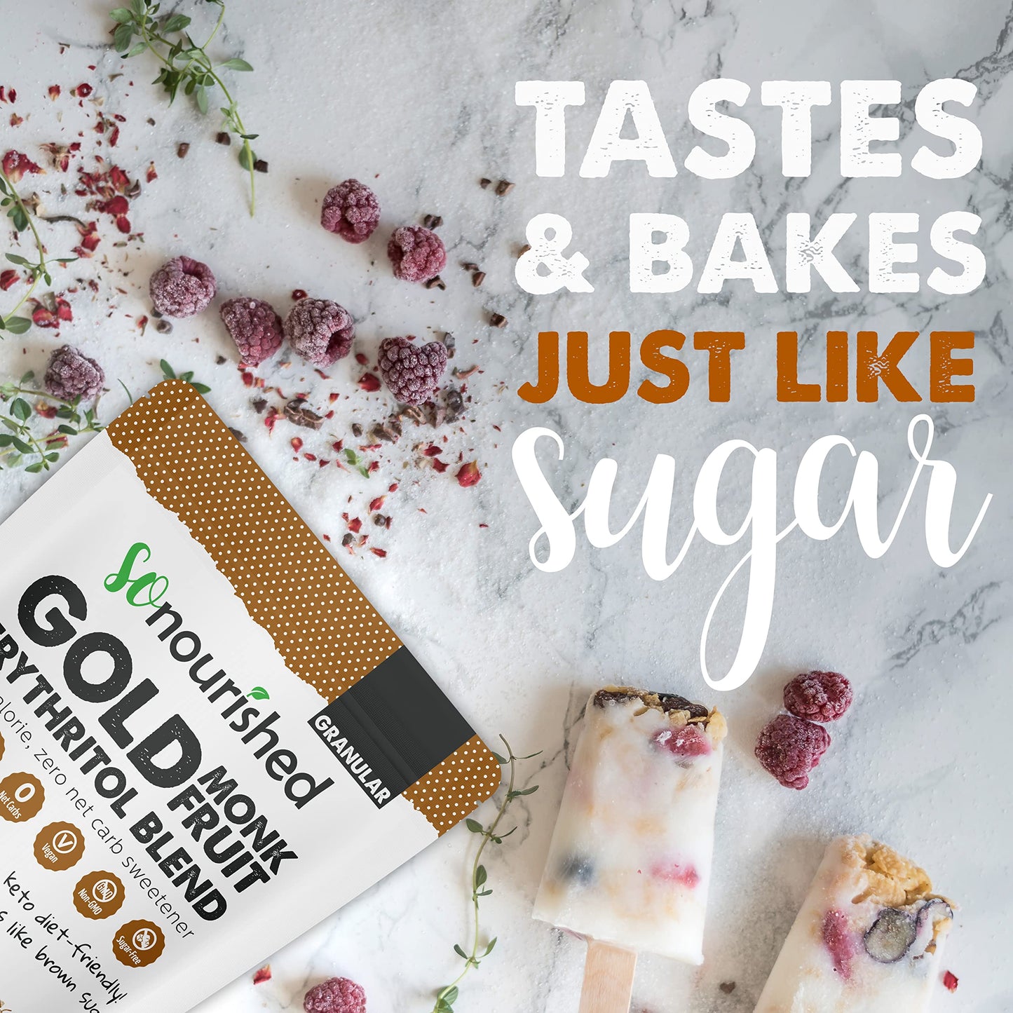 GOLD - Brown Sugar Alternative Substitute 1:1 Sugar Replacement - Monk Fruit Erythritol Sweetener for Low Carb Dieters and Diabe