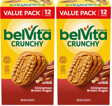 belVita Cinnamon Brown Sugar Breakfast Biscuits, Value Pack, 24 Packs (4 Biscuits Per Pack)