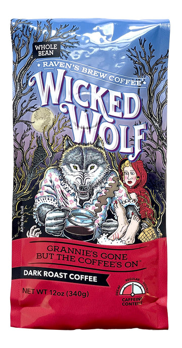 Raven'S Brew Coffee Full Bodied Coffee Dark Roast Whole Bean - Wicked Wolf 12Oz