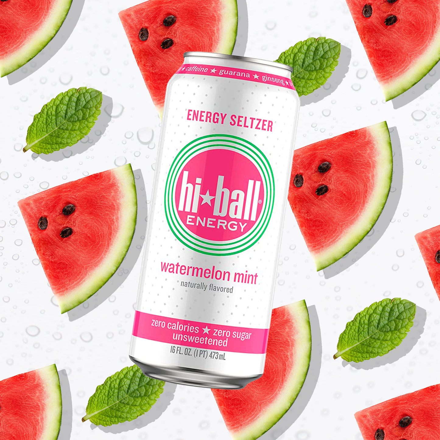 Hiball Energy Seltzer Water, Caffeinated Sparkling Water, Sugar Free, 16 Fl Oz (Pack of 8), Watermelon, Model: 0853585008455