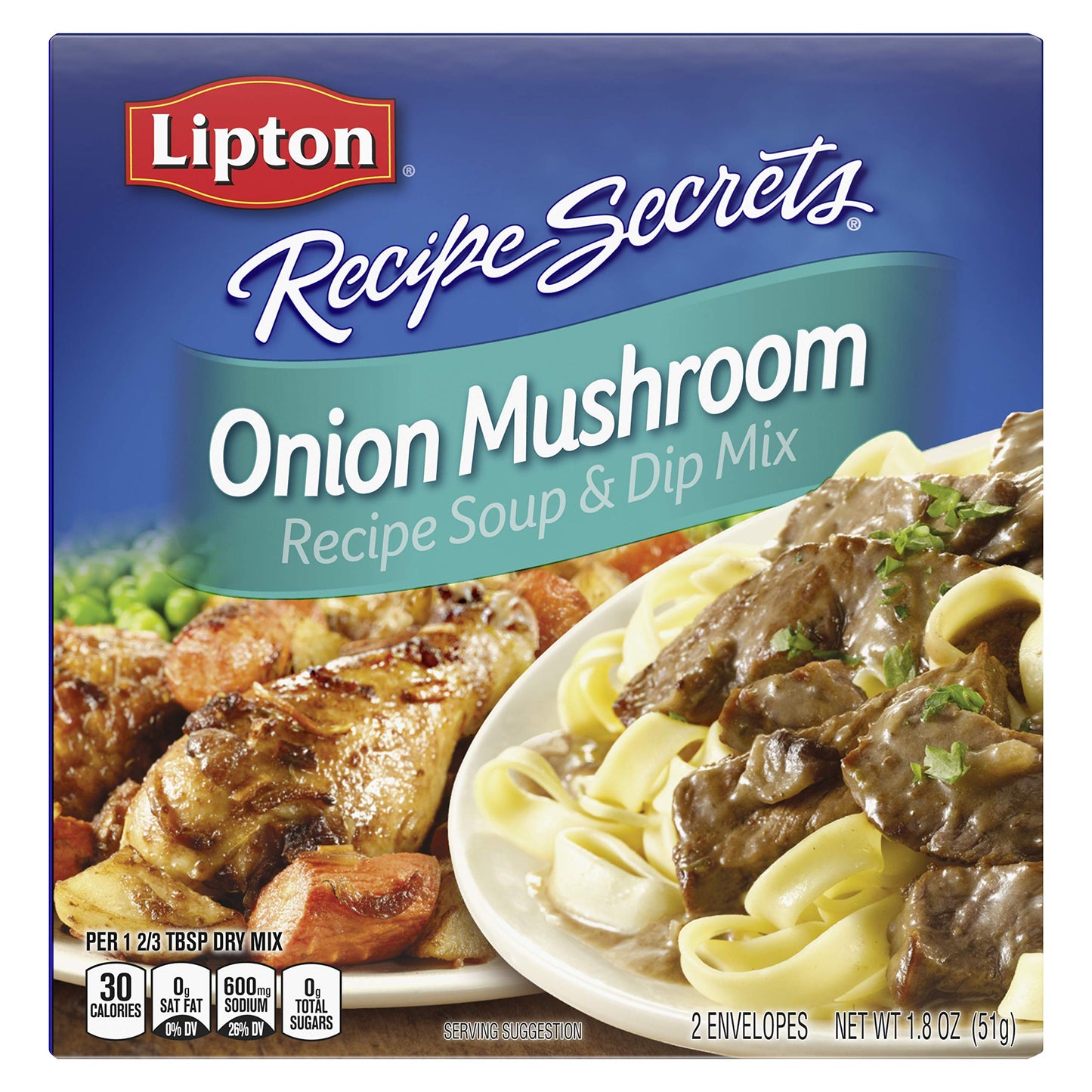 SOUP SECRETS Lipton Recipe Soup and Dip Mix, Onion Mushroom, 1.8 oz, Pack of 12