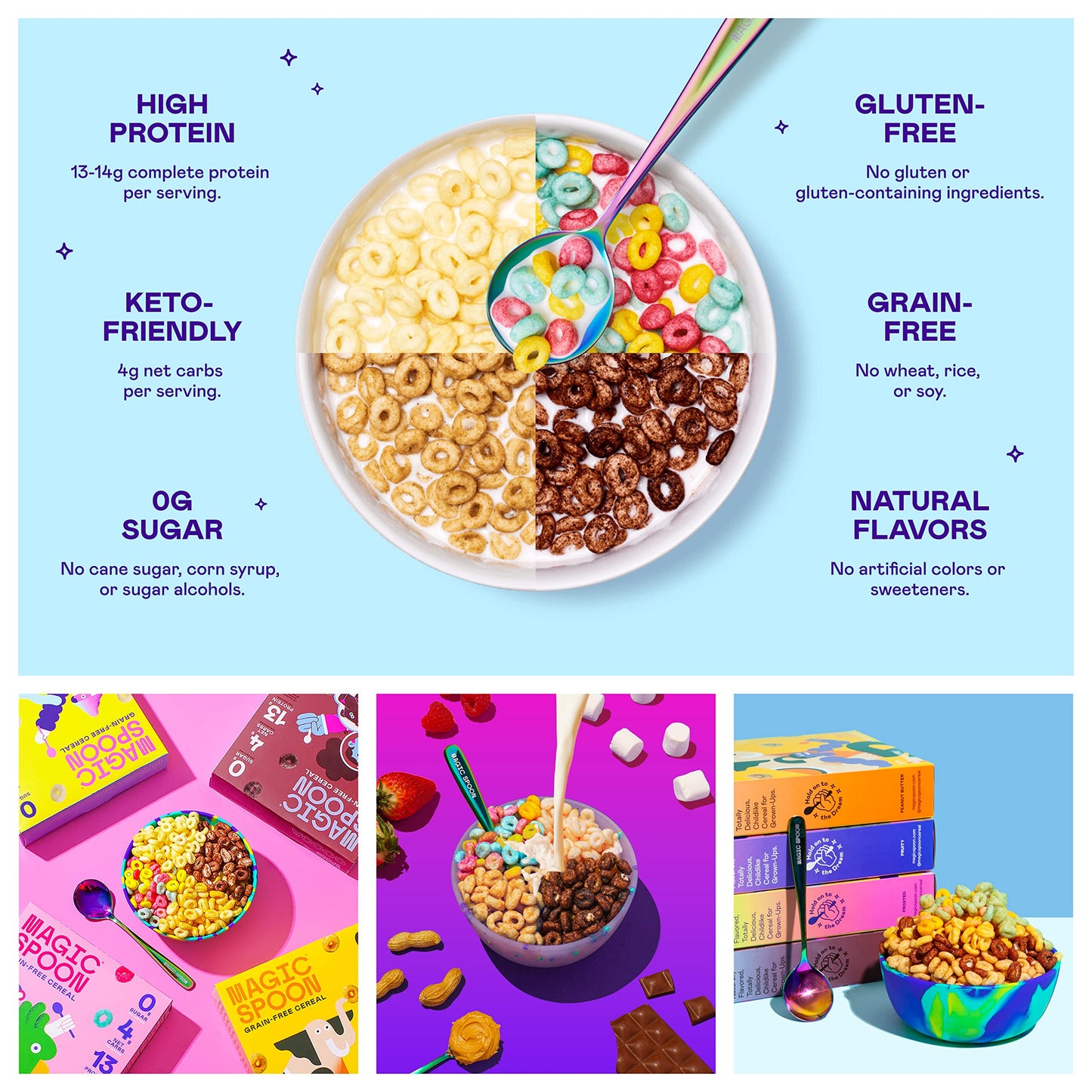 Magic Spoon Cereal, Variety 4-Pack Of Cereal - Keto & Low Carb Lifestyles, Gluten & Grain Free, High Protein, 0G Sugar