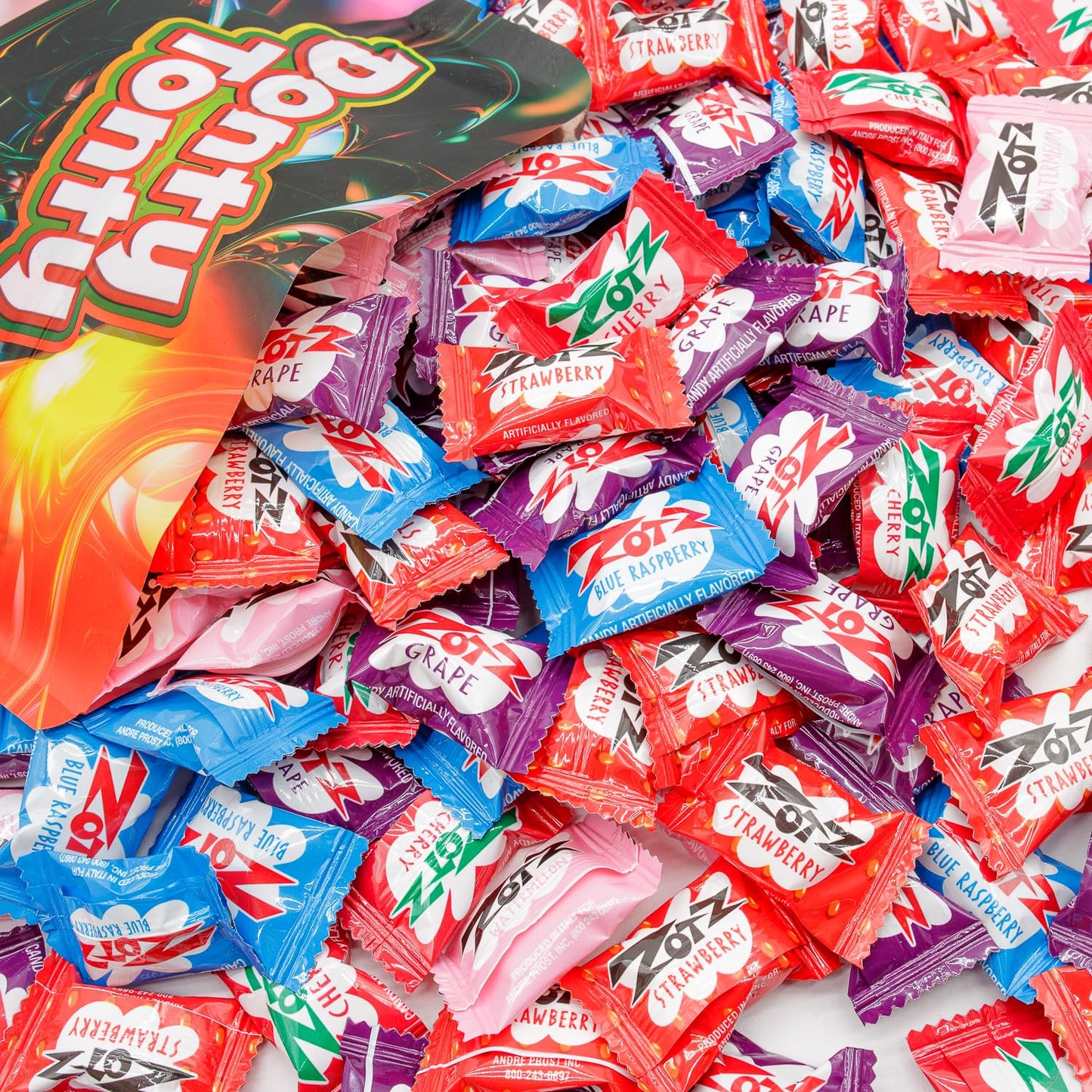 Zotz Fizzy Candy 4 Lb - Bulk Bag, Assorted Fruit Flavors, Fizzing Candies, Individually Wrapped