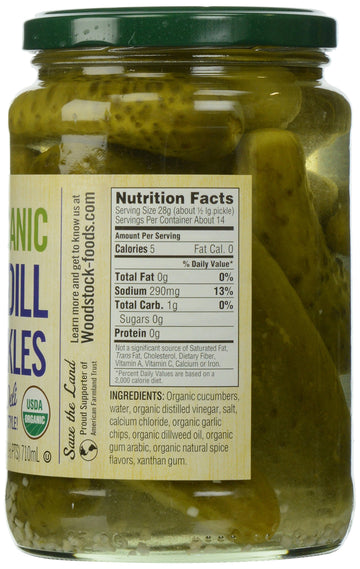 Woodstock Organic Kosher Whole Dill Pickles, 24 oz
