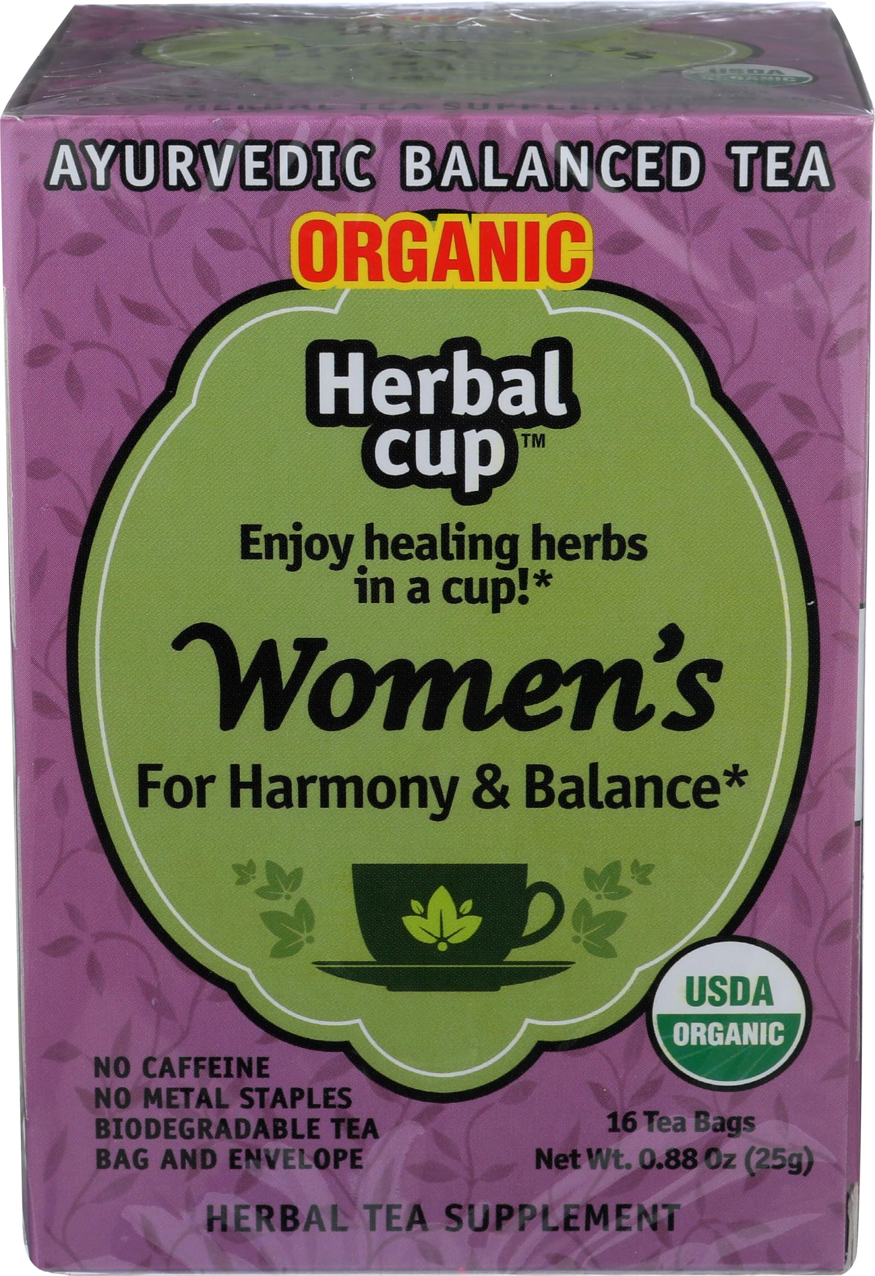 Herbal Cup Womens Tea, Organic Harmony & Balance, Caffeine-Free, 16 Count, Pack of 1
