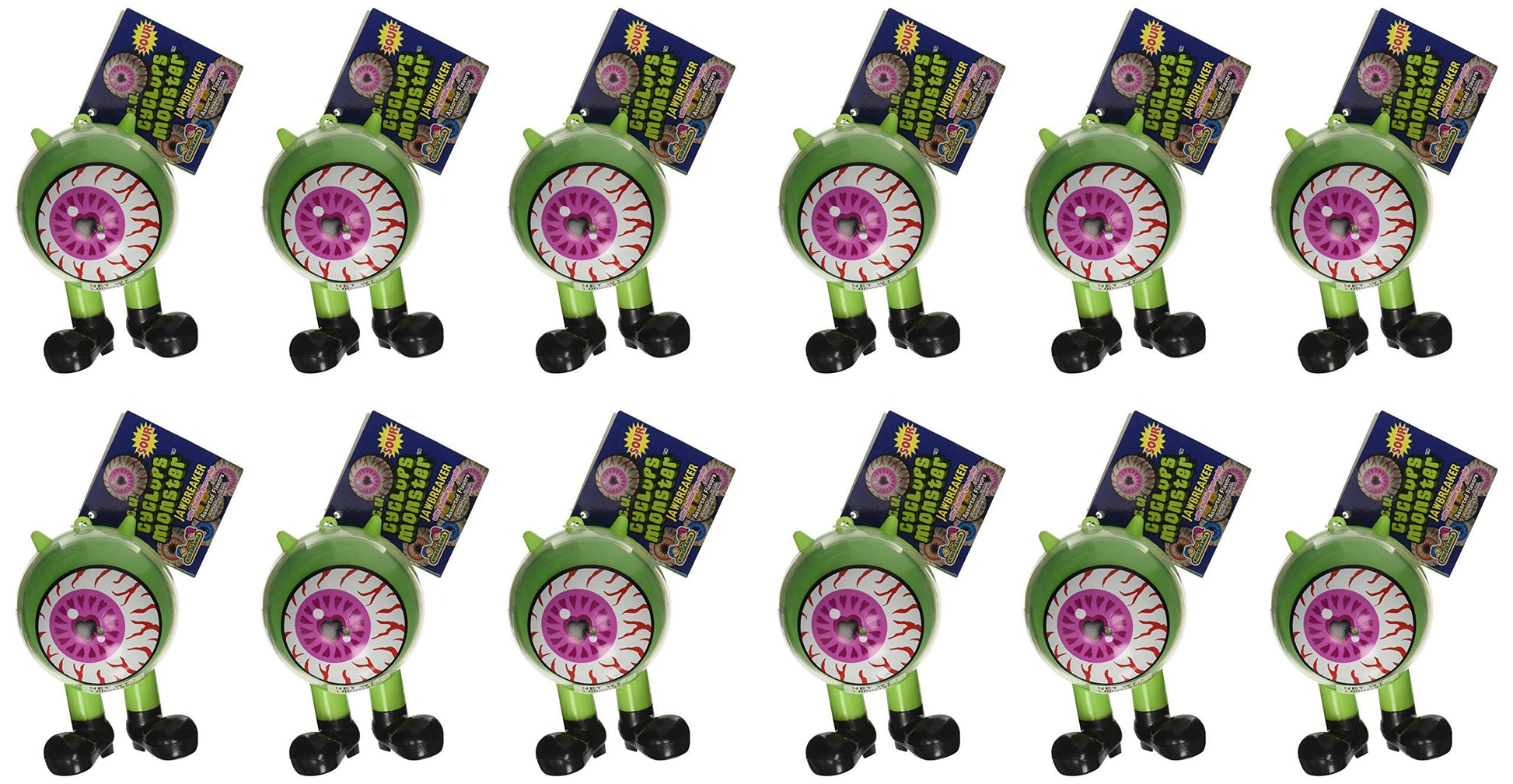Kidsmania 12 Count Cyclops ICU Eye Ball Jaw Breaker with Rainbow Bubble Gum Center