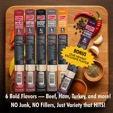 Jerky.Com Jerky Gift Basket For Men | 12 Piece Meat Sticks Sampler With Pork, Ham, Sriracha, Turkey, Beef Sticks Variety Pack | High Protein, Low Carb, Keto Friendly Christmas Gifts | Beef Jerky Gifts For Men