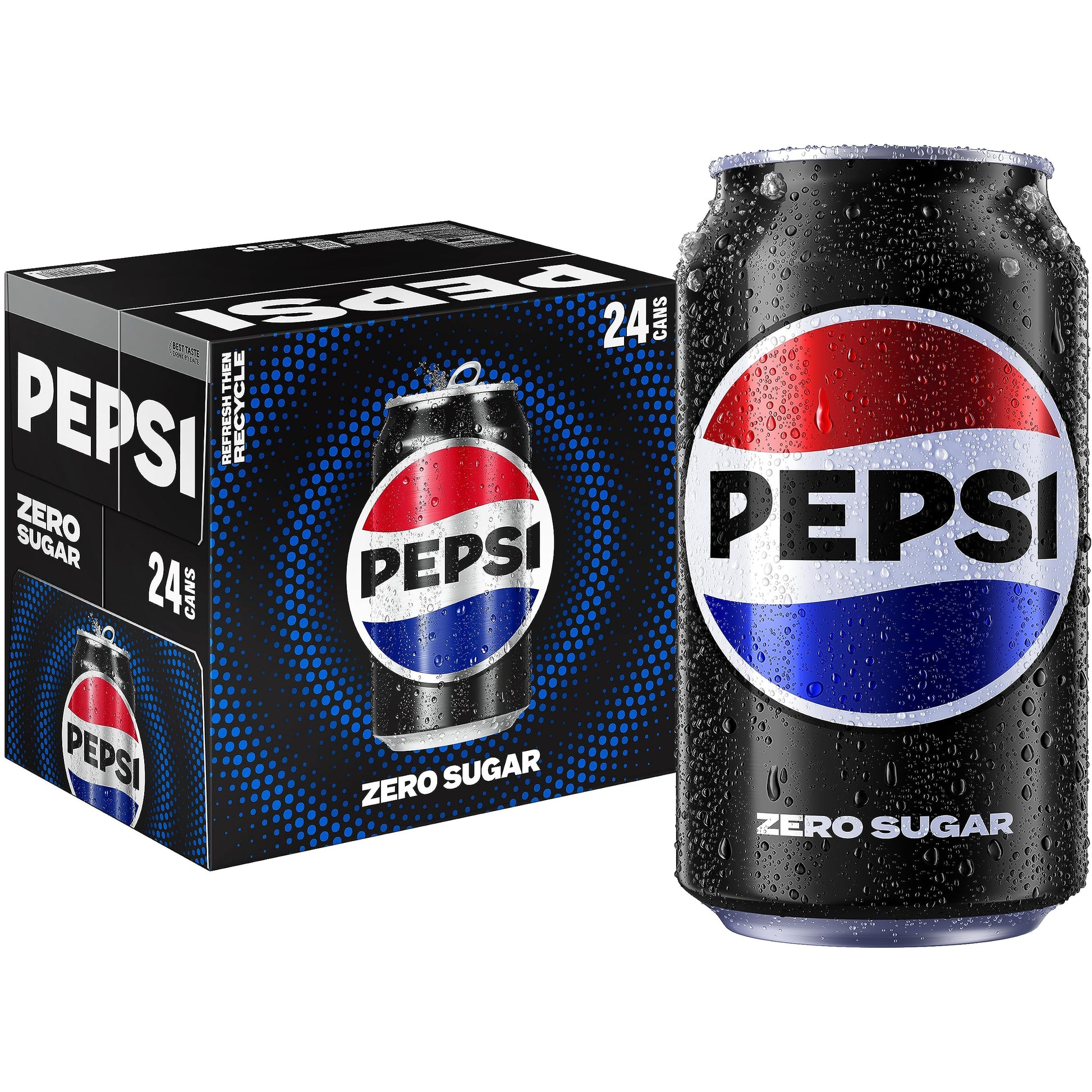 Pepsi Zero Sugar Cola Soda Pop, 12Oz Cans (24 Pack)