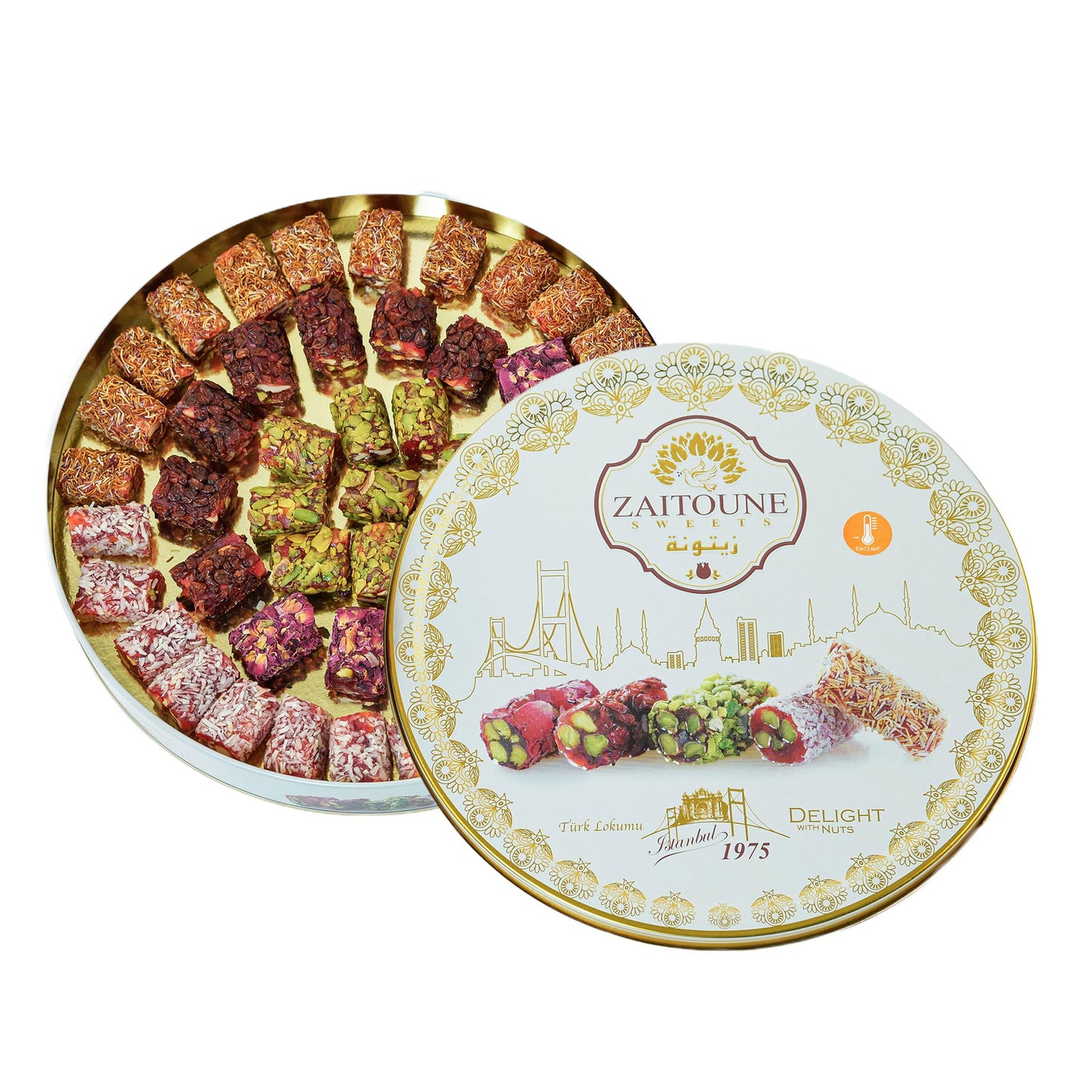 Zaitoune Premium Pistachio Turkish Delight - Handmade Turkish Sweet Authentic Turkish Lokum - Perfect For Dessert Or Gift, 650G