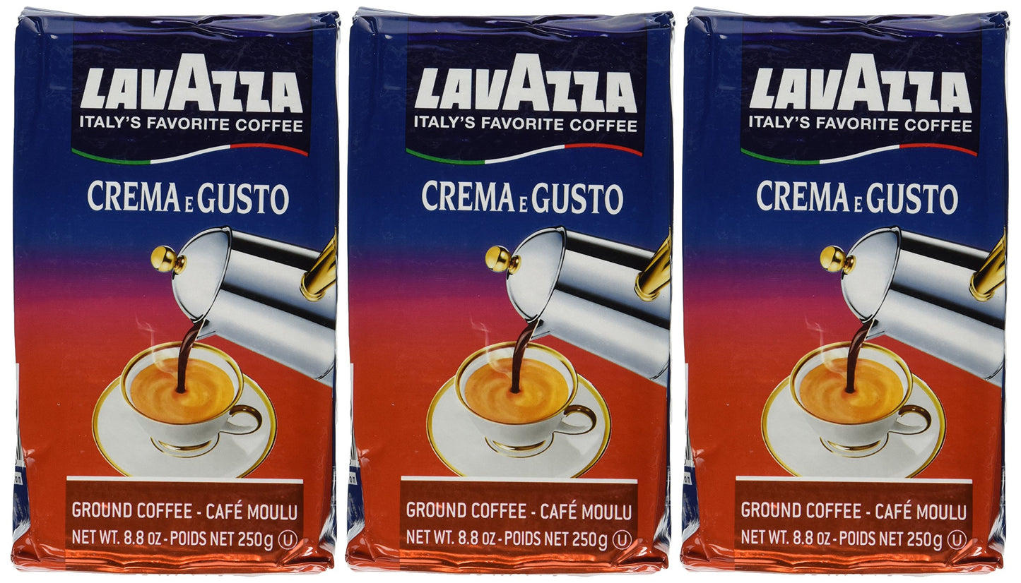 Lavazza Medium_Roast, Crema E Gusto Ground Coffee, Italian , 8.8-Ounce Bricks (Pack Of 3)