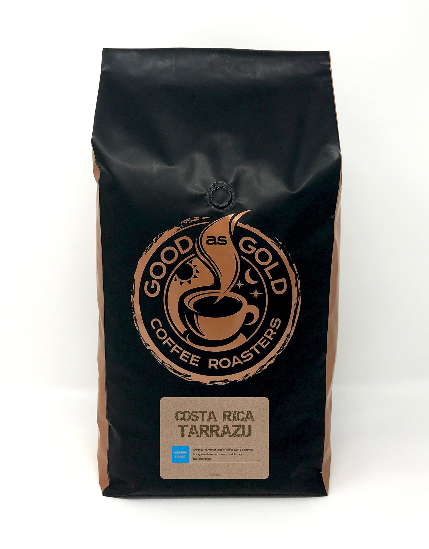 Good As Gold Coffee - Costa Rica Tarrazu - Medium Roast Whole Bean - 5lb (80 Ounce)