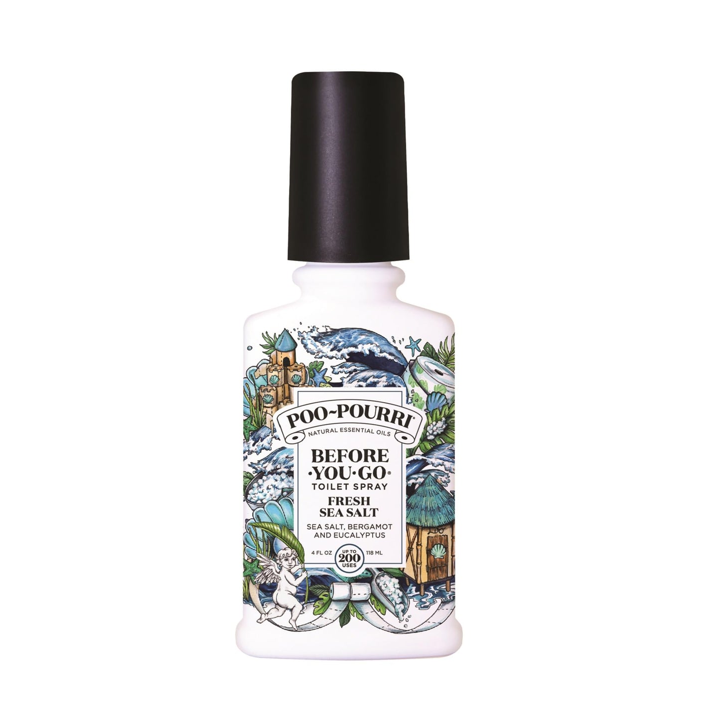 Poo-Pourri Before-You-Go Toilet Spray, Fresh Sea Salt, 4 Fl Oz, Up to 200 Uses, Plant-Based with Essential Oils, Model AZ9076