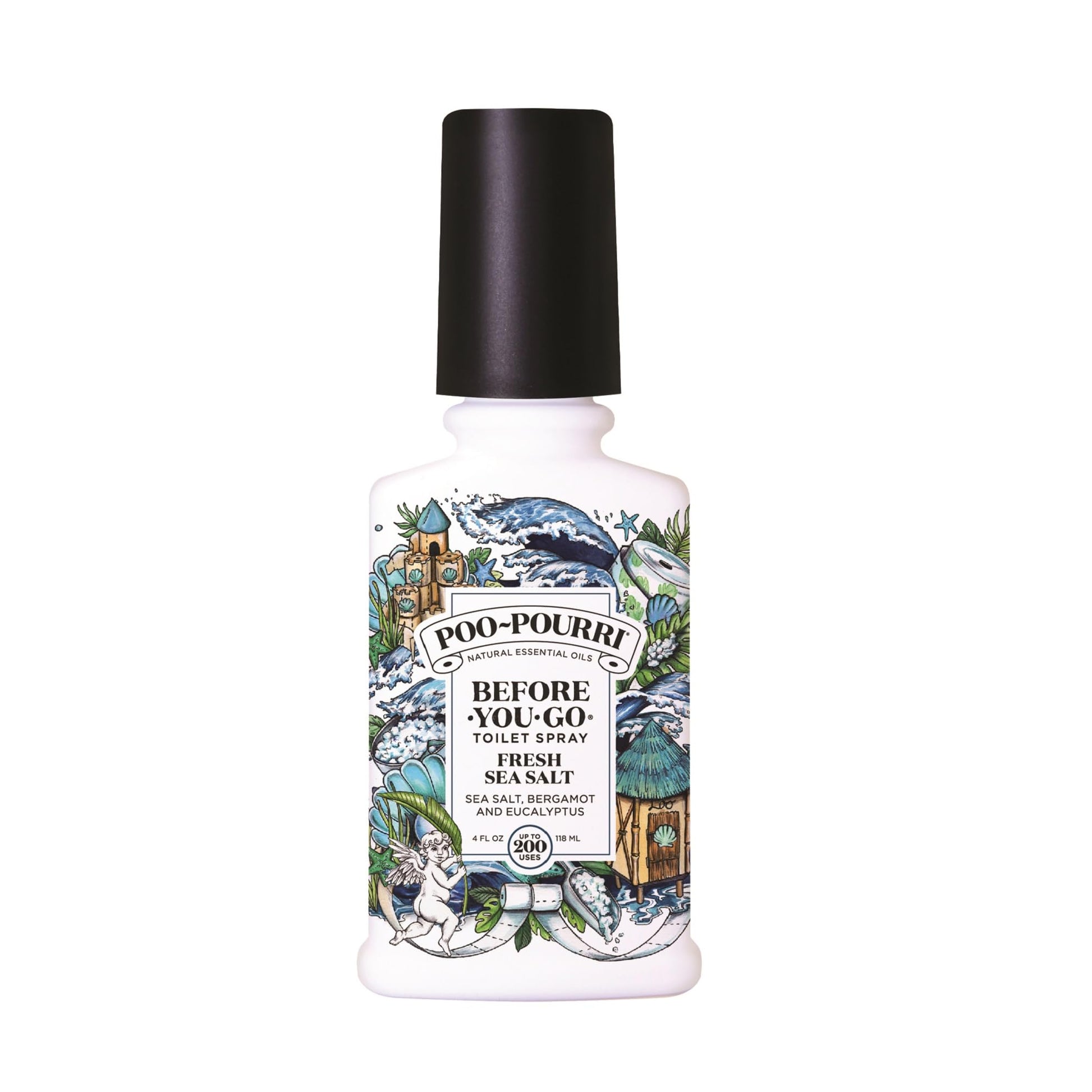Poo-Pourri Before-You-Go Toilet Spray, Fresh Sea Salt, 4 Fl Oz, Up to 200 Uses, Plant-Based with Essential Oils, Model AZ9076