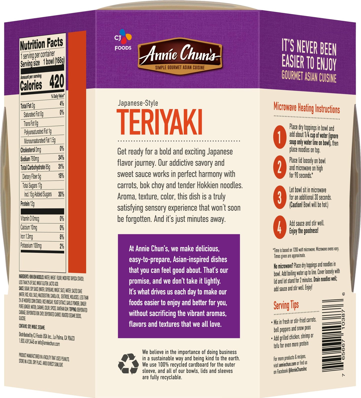 Annie Chuns Noodle Bowl, Japanese-Style Teriyaki, Non Gmo, Vegan, 7.8 Oz (Pack Of 6)