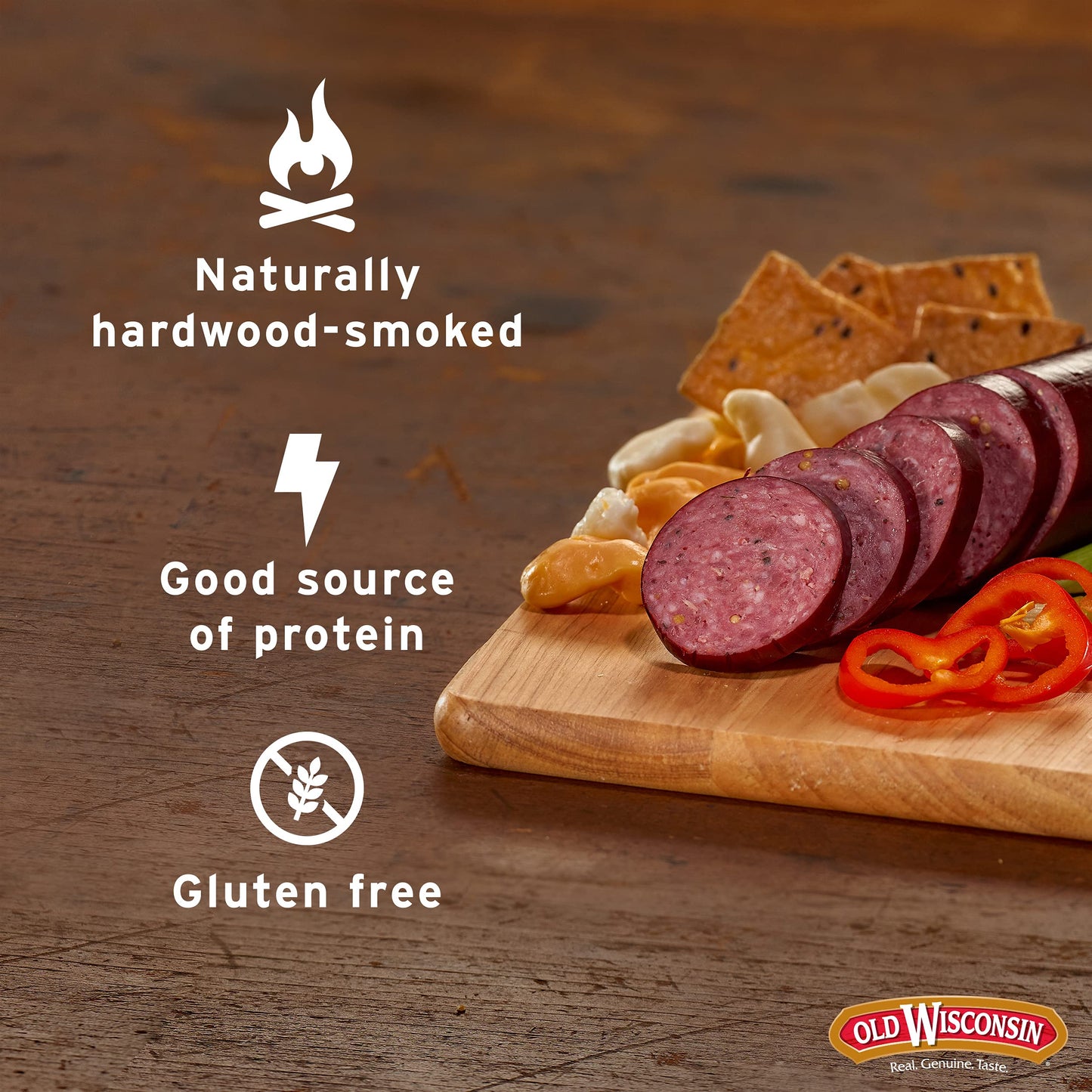 Old Wisconsin Summer Sausage, 100% Natural Meat, High Protein, Low Carb, Gluten Free, 8 Ounce