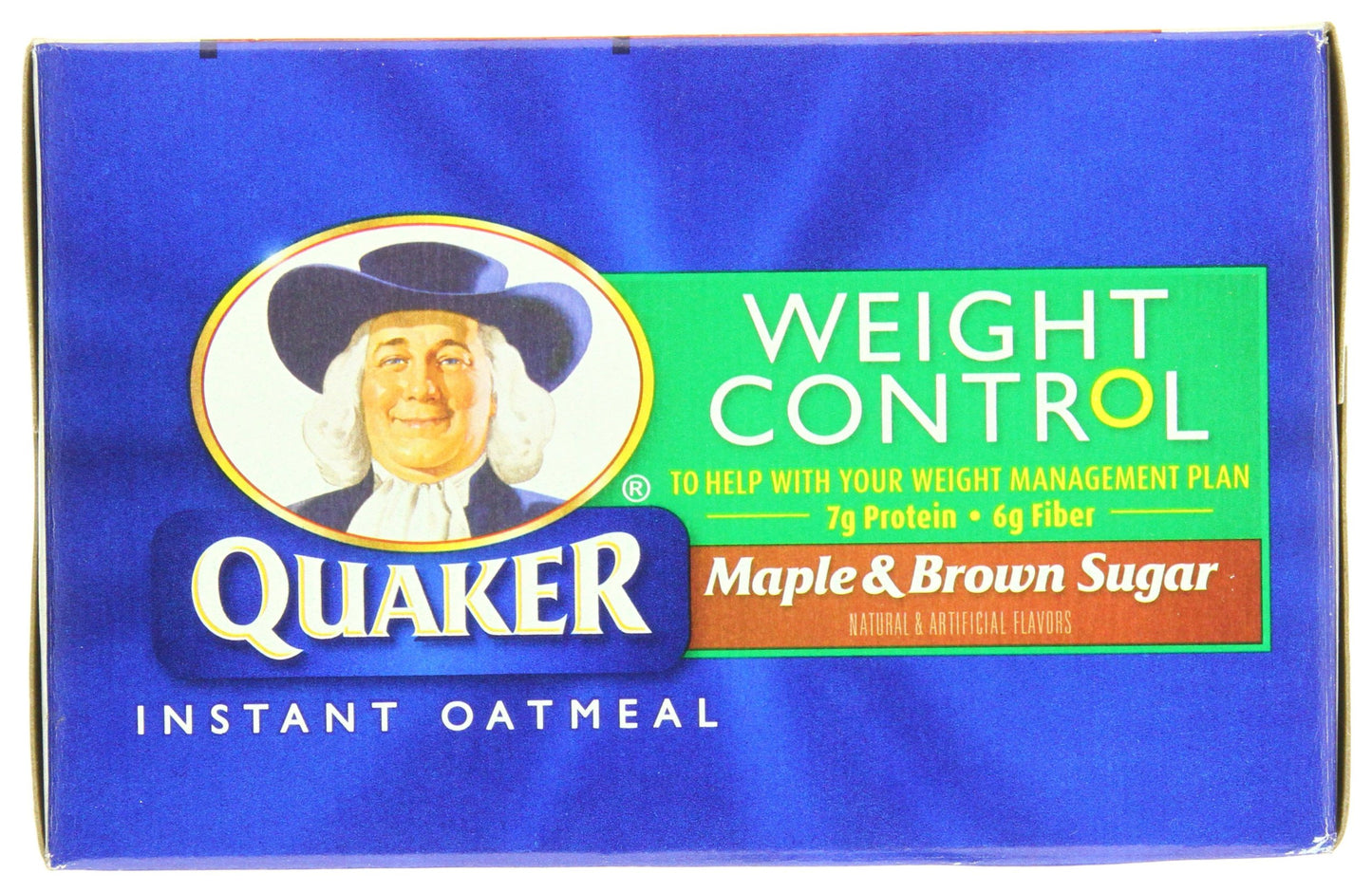 Quaker Instant Oatmeal Fiber&Protein (Previously Weight Control), Maple Brown Sugar, 8-Count Boxes (Pack of 4)