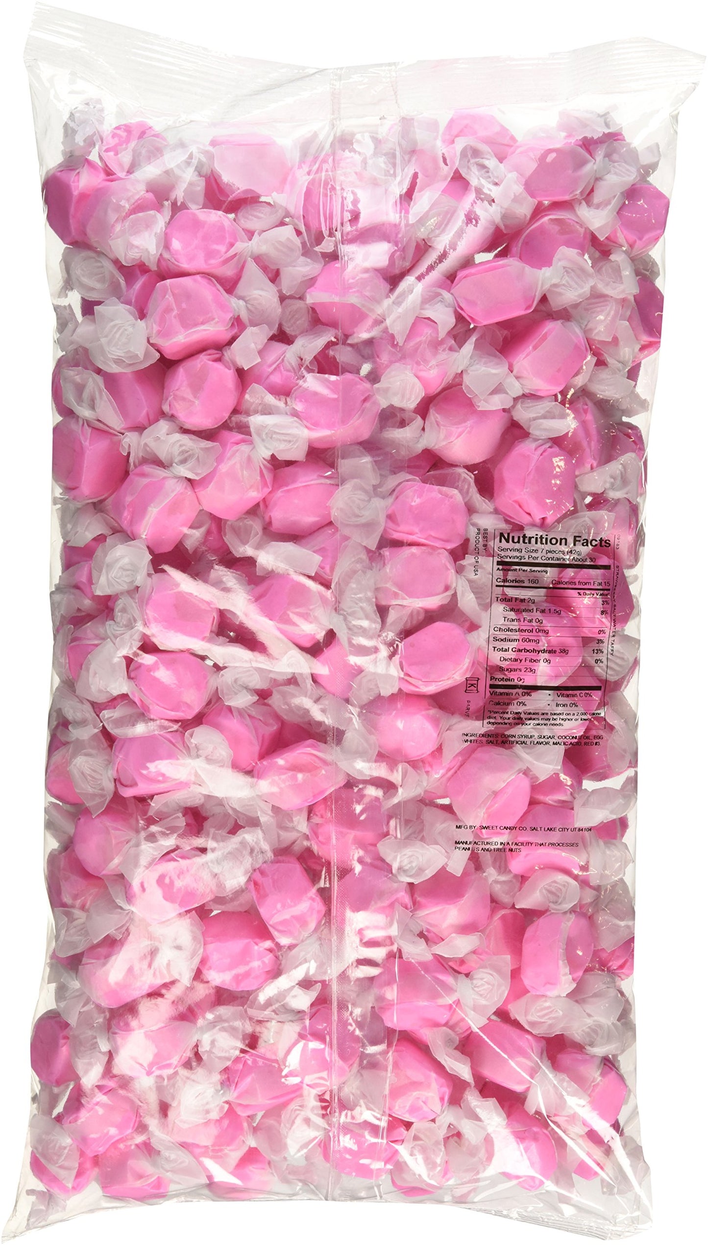 Sweets Salt Water Taffy, Pink Strawberry, 3 Pound