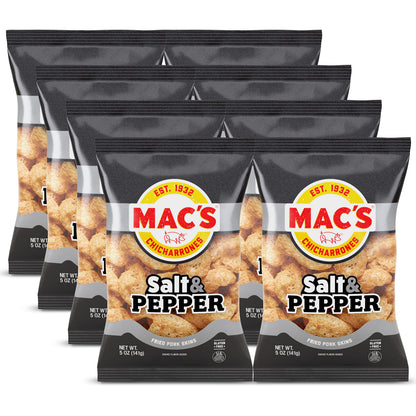 Macs Salt & Pepper Pork Skins, 5 OZ (Pack of 8)
