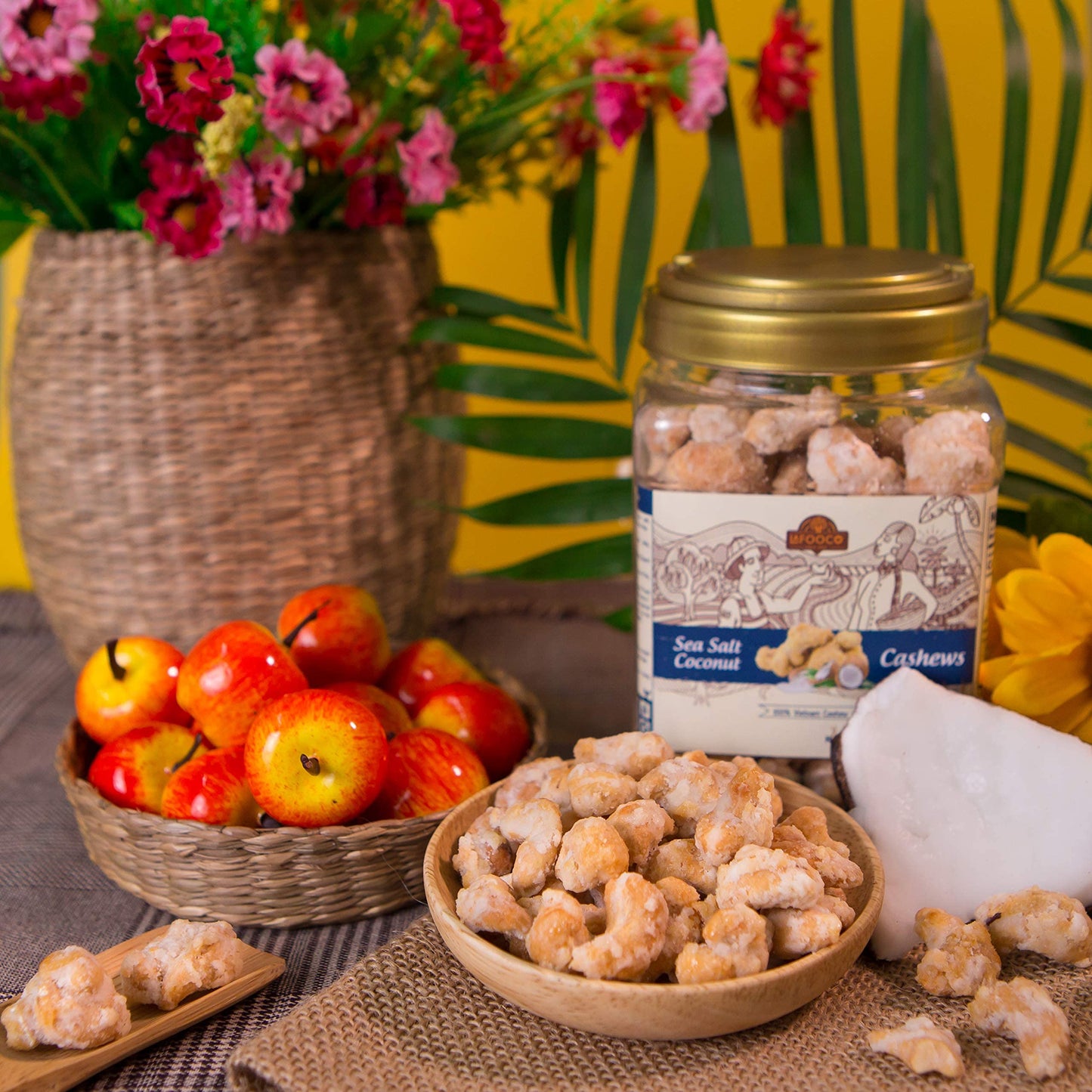 Lafooco Sea Salt Coconut Cashews, Premium Cashews, Lightly Sea Salted, Coconut Flakes, Rich In Nutrients, Protein, Great Gift Fo