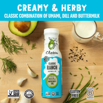 Chosen Foods Classic Ranch Dressing And Dip 8 Oz With Recipe E-Book Bundle