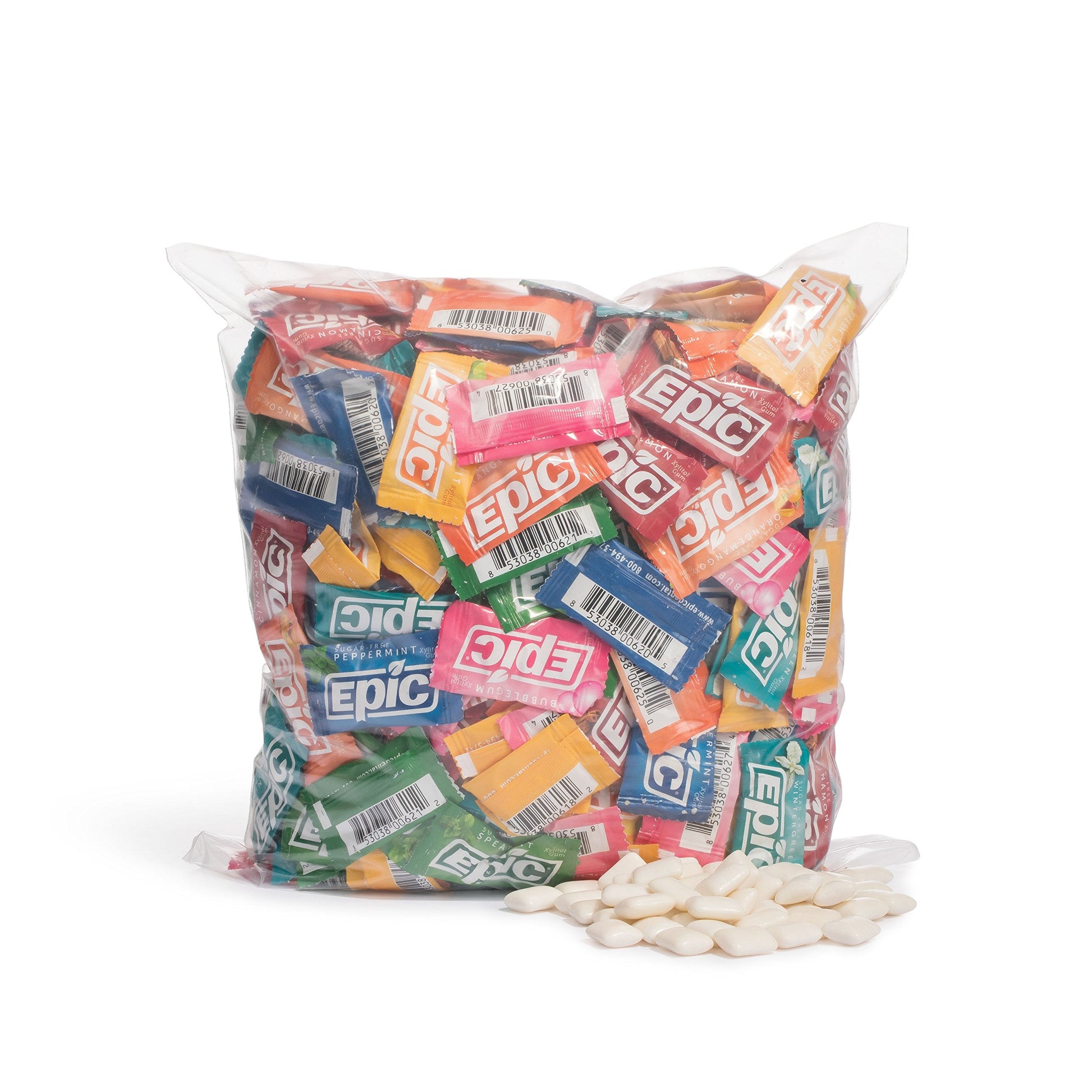 Epic 100% Xylitol Gum, 500 Pieces Individually Wrapped - Aspartame Free, Sugar Free Remineralizing Gum (Bubblegum, Cinnamon, Fre