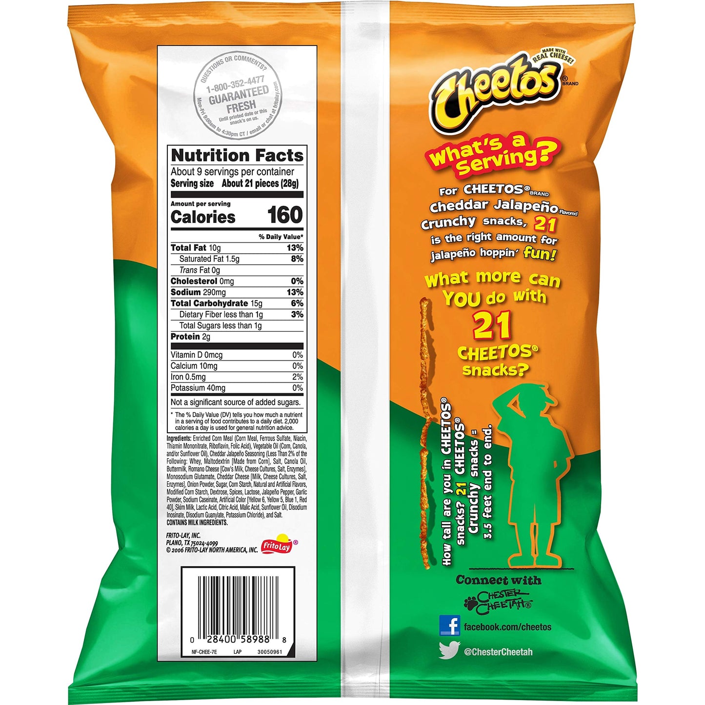 Cheetos Crunchy Cheddar Jalapeo Cheese Flavored Snacks, 8.5 Oz