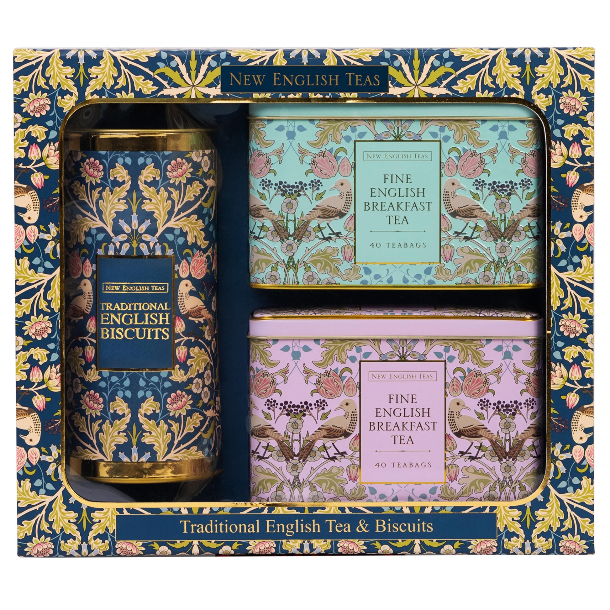 New English Teas Traditional Tea & Cookies Gift Set With 80 English Breakfast Teabags & Cornish Cookies
