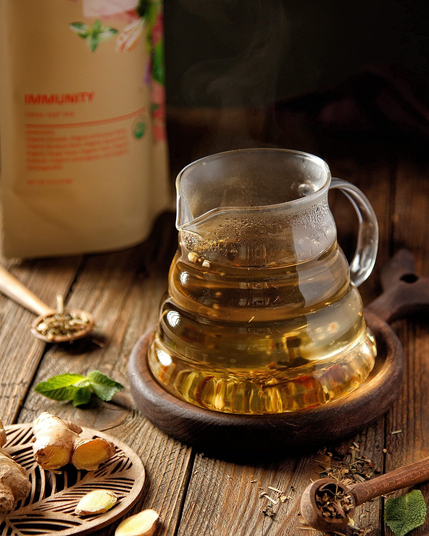 Gardenika Organic Loose Leaf Tea, Herbal Blend with Echinacea & Ashwagandha, Caffeine-Free, 4 oz