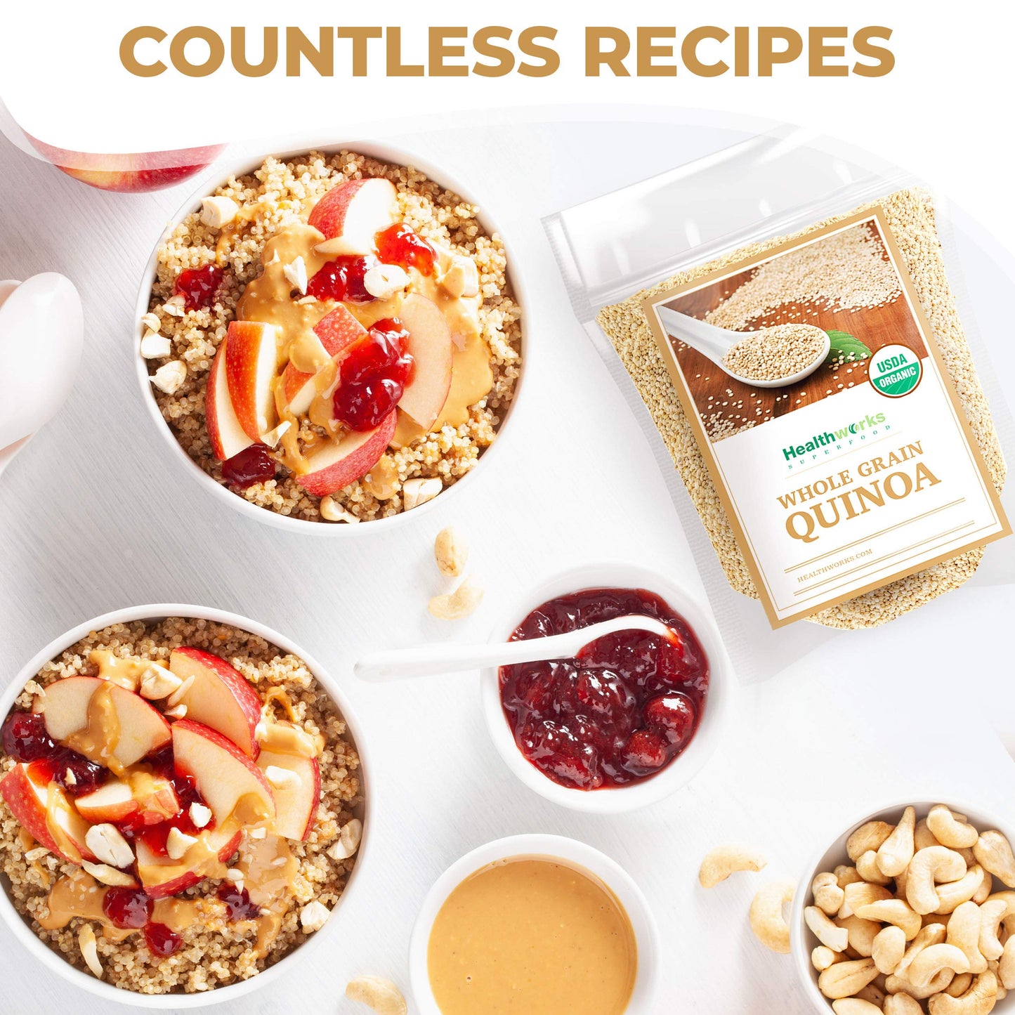 Healthworks Quinoa White Whole Grain Raw Organic (80 Ounces / 5 Pounds) | Protein  Fiber & Iron | Peruvian Origin | Rice & Pasta Substitute