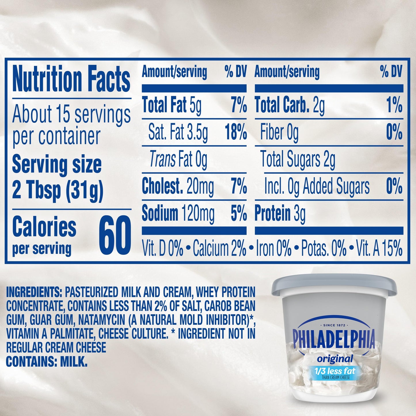 Philadelphia Reduced Fat Cream Cheese Spread, 16 oz Tub