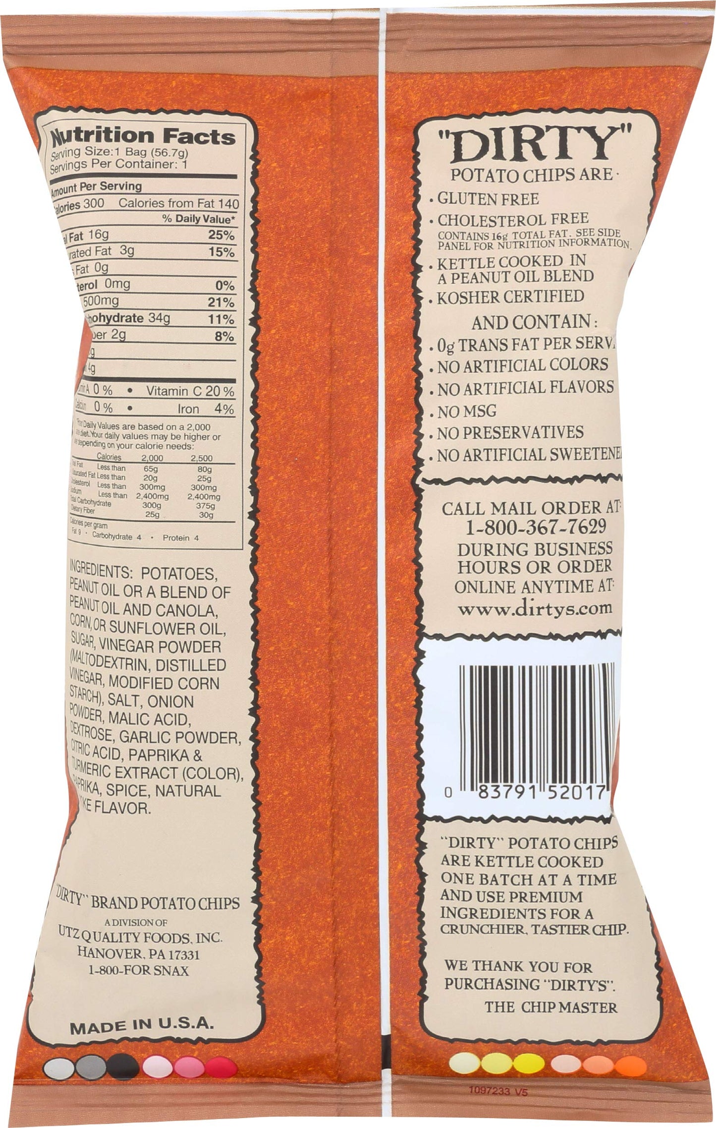 Dirty Kettle Potato Chips, Funky Fusion, 2 Oz. Bag, 25 Count –Gluten Free, Skins On, Crunchy Chips, Great For Lunches Or Snacking On The Go