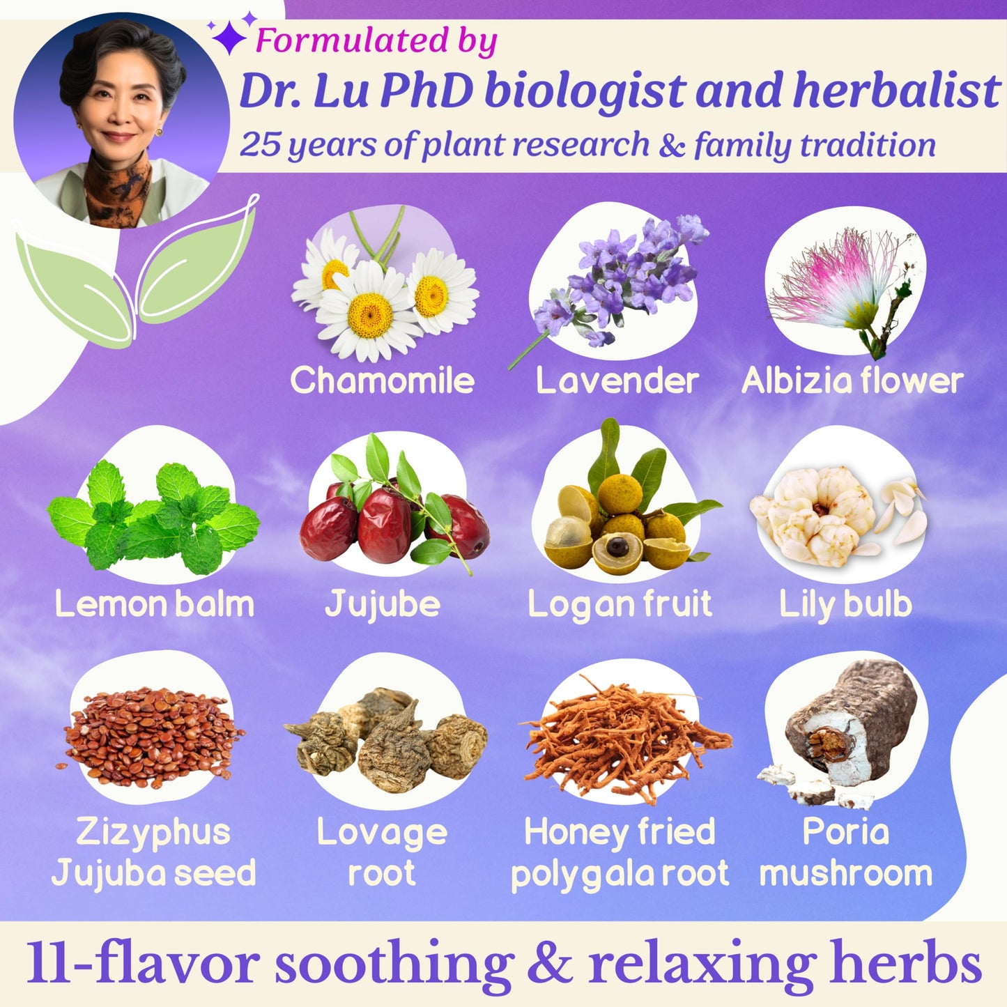 Dr. Lu'S Happy Sleep Tea | 100% Natural Melatonin Sleepytime Tea For Deep Sleep | Bedtime Tea With 11 Relaxing Herbs | Chamomile
