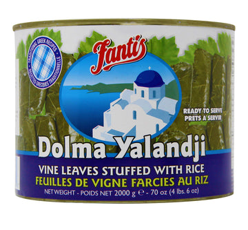 Fantis Dolmas Stuffed Grape Leaves, vine leaves stuffed with rice, ready to eat meals - Mediterranean meal in a can pure wraps c