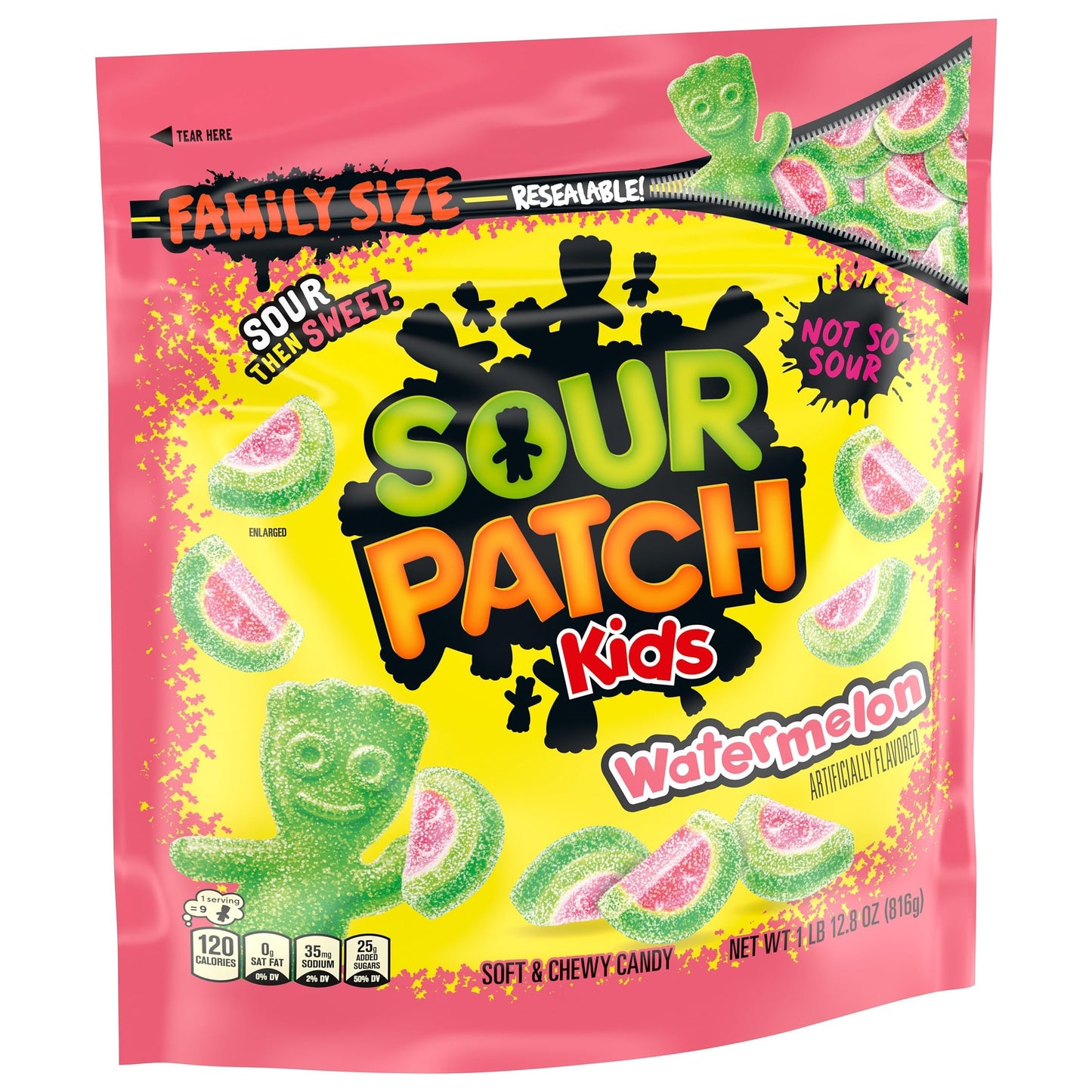 SOUR PATCH KIDS Watermelon Soft & Chewy Candy, Family Size, Bulk Candy, 1.8 lb (Pack of 2)